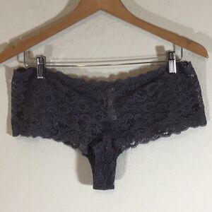 Hanro of Switzerland Boyle Panty Lace Steel Gray Mid Rise Luxury Undergarment L
